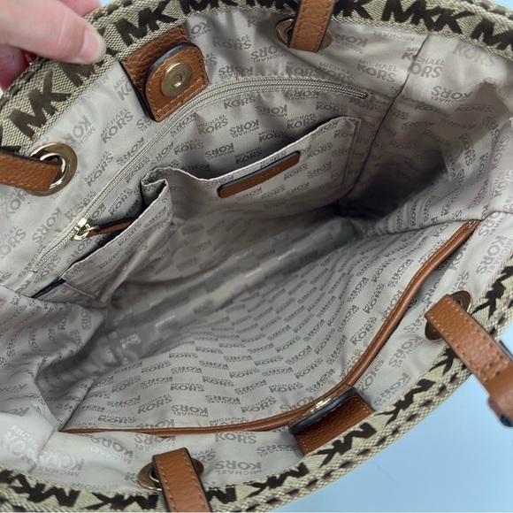 Michael Kors MK Jet Set Signature Tote Beige/Ebony/Mocha - Picture 5 of 13